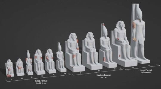 Eine Reihe von digital rekonstruierten Statuen