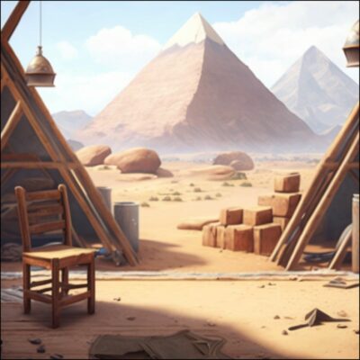 KI-Bild einer verlassenen Pyramidenbaustelle