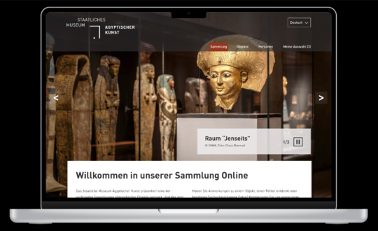Visualisierung der Startseite für die Sammlung Online
